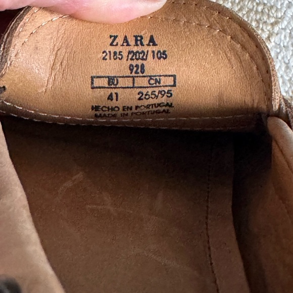 New Zara Man Tan Leather Fringe Loafers Moccasins Driving Shoes Size 41 (US 8) main image 6